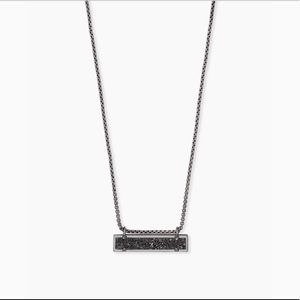 Leanor Gunmental Pendant Necklace in Black Drusy